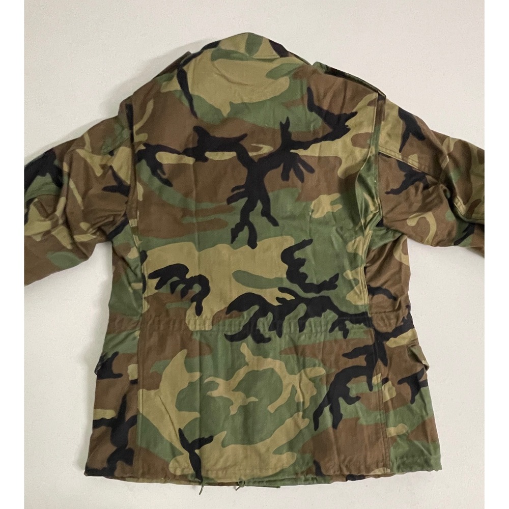 Vtg 1993 US Military M-65 Field Jacket Woodland Camo Medium Regular M65 Coat - Picture 5 of 11
